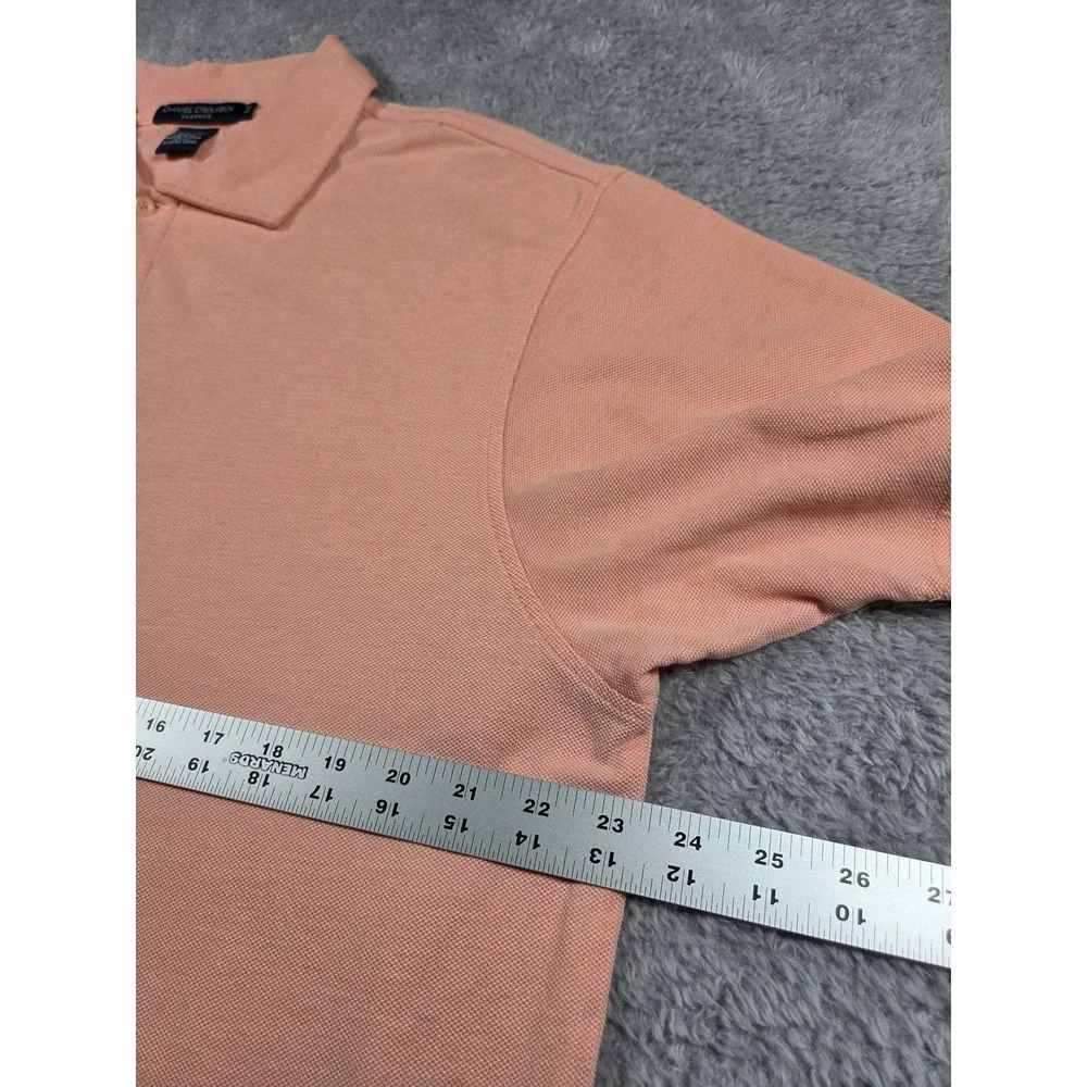 Daniel Cremieux Classics Mens‎ Large Peach Pique Cotton Short Sleeve Polo Shirt